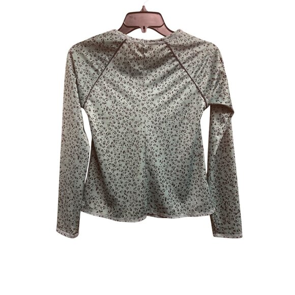 Womens Long Sleeve Green Leopard Print Rash Guard Swim Top & Side-Tie Bikini Bot - Picture 6 of 6